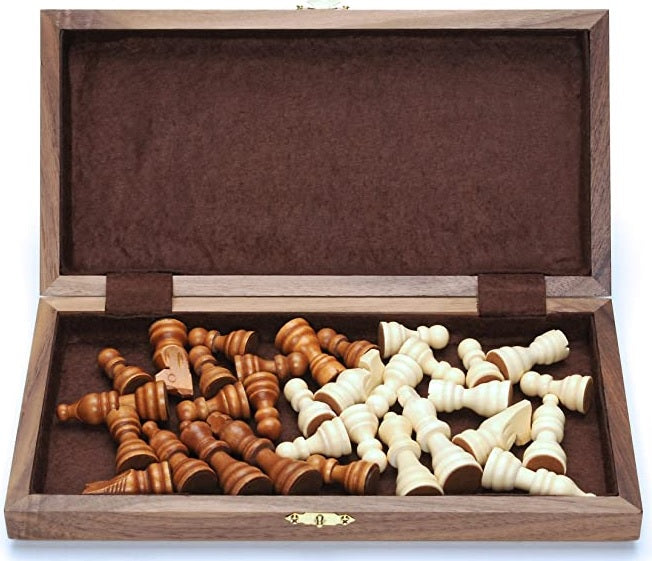 CHESS SET 11.5" FOLDING WOOD WALNUT