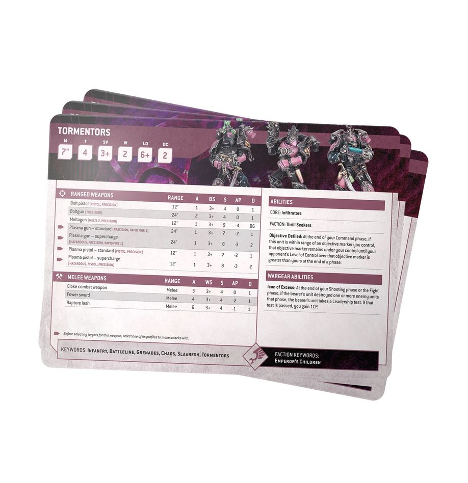 40K EMPEROR'S CHILDREN DATASHEET CARDS