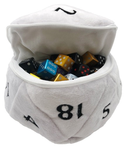 DICE BAG D20 PLUSH WHITE