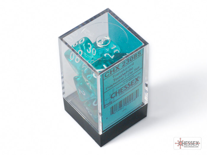 CHX 7-PC POLYHEDRAL TRANSLUCENT TEAL/WHITE