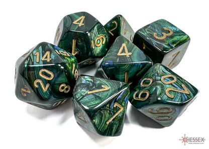 CHX 7-PC POLYHEDRAL SCARAB JADE/GOLD