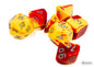 CHX 7-PC POLYHEDRAL GEMINI RED-YELLOW/SILVER