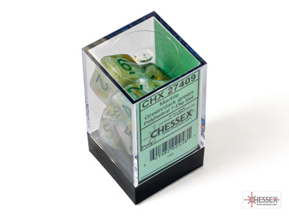CHX 7-PC POLYHEDRAL MARBLE GREEN/DARK GREEN