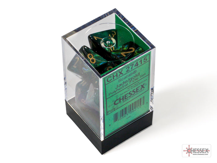 CHX 7-PC POLYHEDRAL SCARAB JADE/GOLD