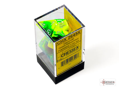 CHX 7-PC POLYHEDRAL GEMINI GREEN-YELLOW/SILVER