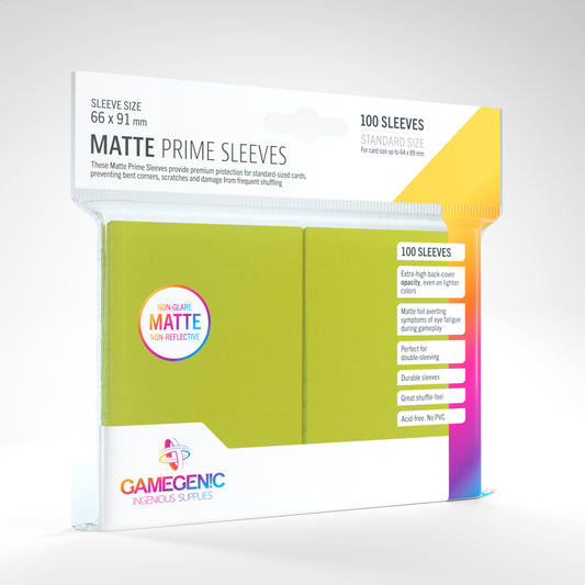GAMEGENIC PRIME SLEEVES LIME MATTE 100CT