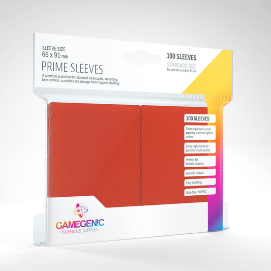 GAMEGENIC PRIME SLEEVES RED 100CT