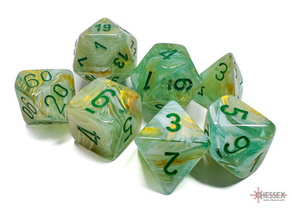 CHX 7-PC POLYHEDRAL MARBLE GREEN/DARK GREEN