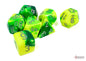CHX 7-PC POLYHEDRAL GEMINI GREEN-YELLOW/SILVER