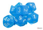 CHX 7-PC POLYHEDRAL FROSTED CARRIBEAN BLUE/WHITE