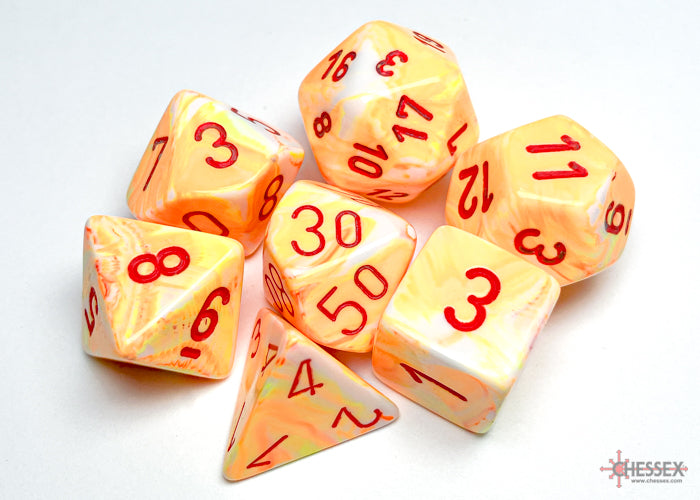 CHX 7-PC POLYHEDRAL FESTIVE SUNBURST/RED