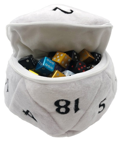 DICE BAG D20 PLUSH WHITE